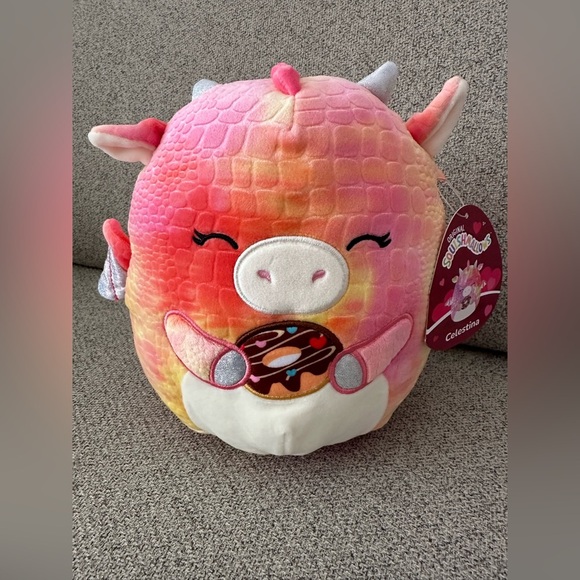 Nwt   🐉 8" CELESTINA Dragon with Donut Valentines Day Squishmallow - Picture 2 of 5